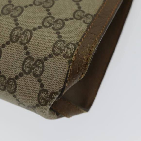 GUCCI GG Supreme Web Sherry Line Clutch Bag PVC Leather Beige Red Auth 84566 - Picture 15 of 16